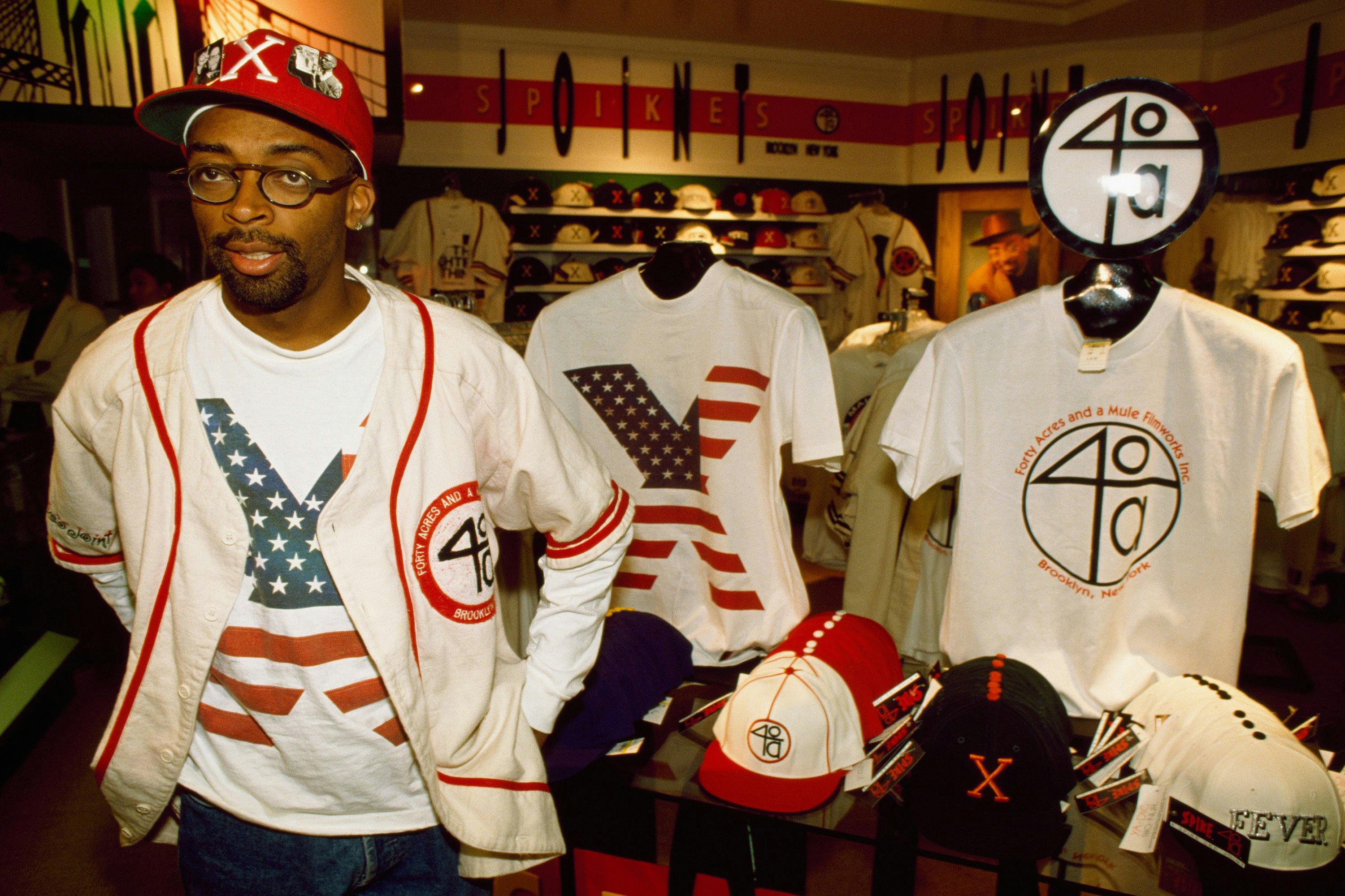 Spike Lee wears some of his clothing line, 40 Acres and Mule