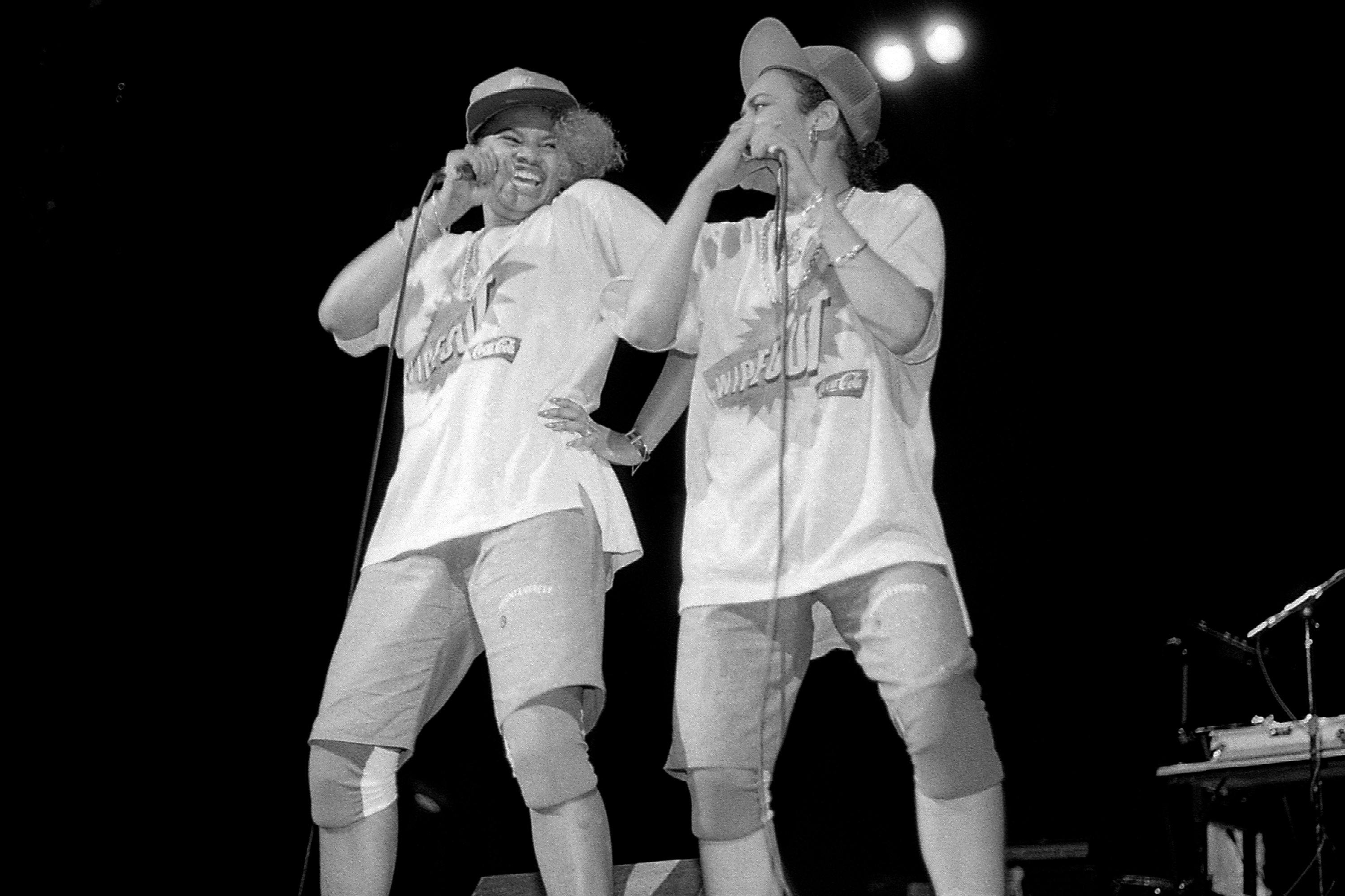 Pepa and Salt from Salt-N-Pepa perform at the Holiday Star Theatre in Merrillville,
Indiana 1987