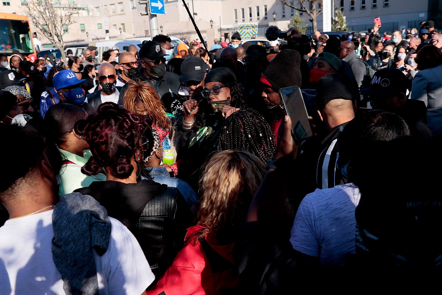 Fans of hospitalized rapper Earl Simmons, aka DMX, attend a prayer vigil hosted by the Ruff Ryders to the Rescue Foundation at White Plains Hospital on April 5, 2021 in White Plains, New York. - Gritty US rapper DMX was hospitalized and on life support on April 3 after a heart attack, his lawyer Murray Richman told AFP. 