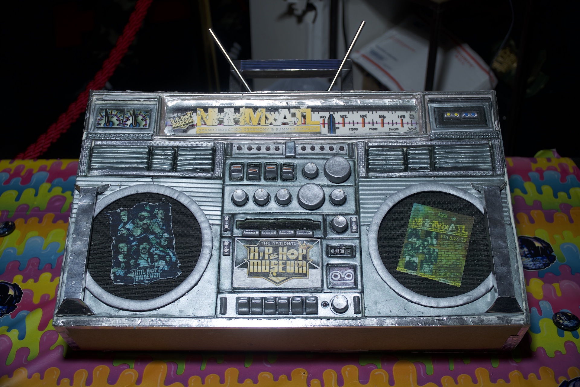 The official Boombox Cake of the 2022 National Hip-Hop Museum Induction Ceremony in Atlanta at Atlantucky Brewery, August 26, 2022