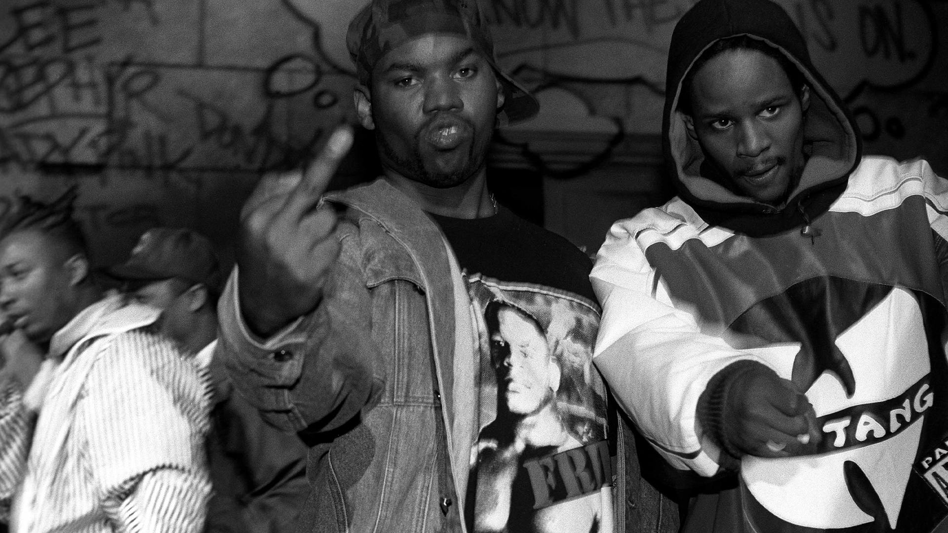  Raekwon and 12 O' Clock (aka Odion Turner) of The Wu-Tang Clan appear on stage during 