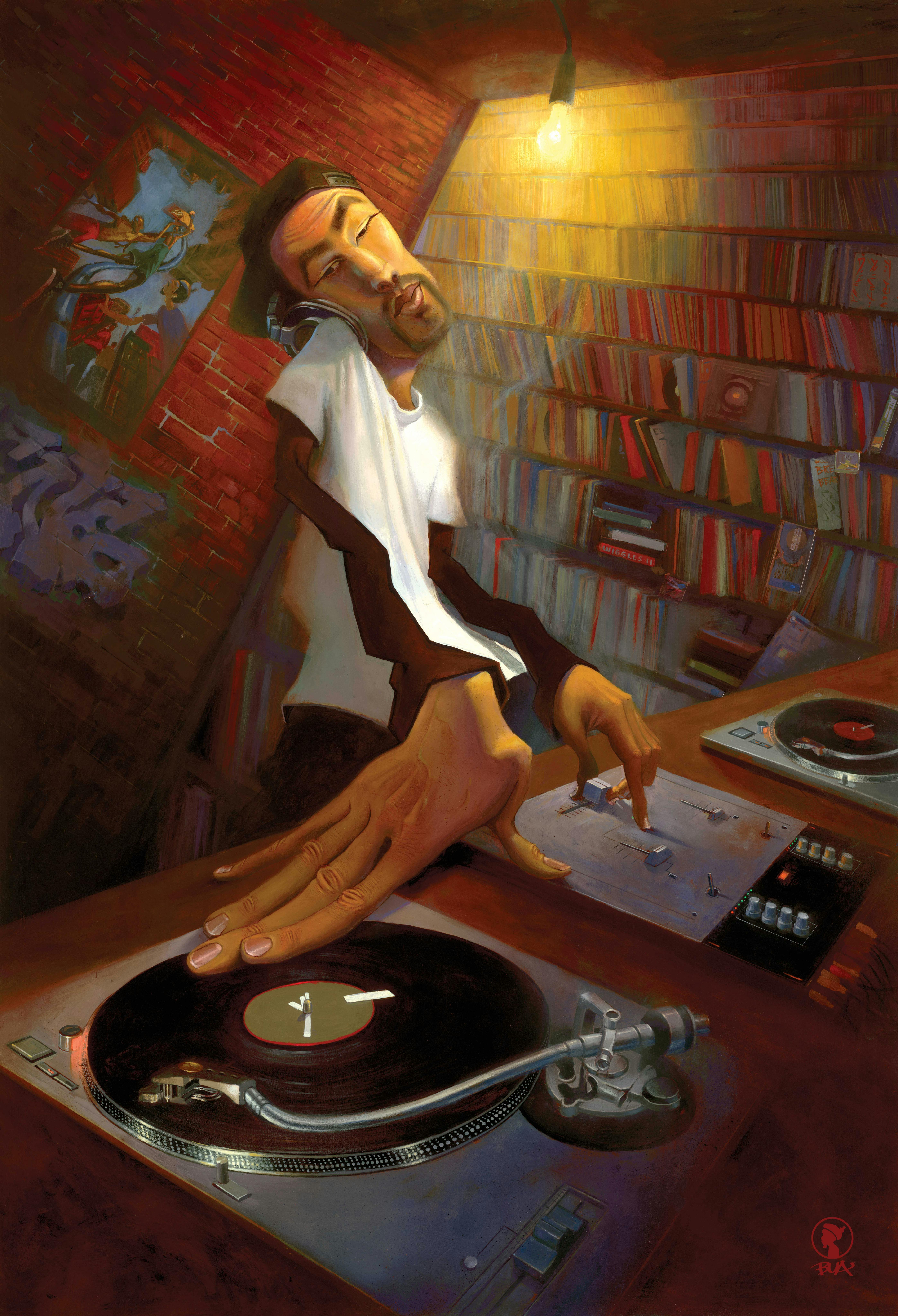 A painting of Justin Bua's DJ