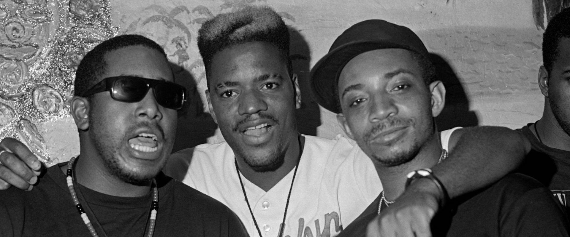 Ed Lover, Kool DJ Red Alert and Tone Loc attend a Platinum Record Party to celebrate the "Lōc-ed After Dark" by Tone Loc on Delicious Vinyl on August 24, 1989 in New York City. 
