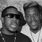 Ed Lover, Kool DJ Red Alert and Tone Loc attend a Platinum Record Party to celebrate the "Lōc-ed After Dark" by Tone Loc on Delicious Vinyl on August 24, 1989 in New York City. 
