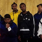 Wu-Tang Clan (L - R) Ghostface Killah, Masta Killa, Raekwon, RZA, Ol' Dirty Bastard GZA, U-God and Method Man pose for a April 1997 portrait in New York City, New York. (Photo by Bob Berg/Getty Images)