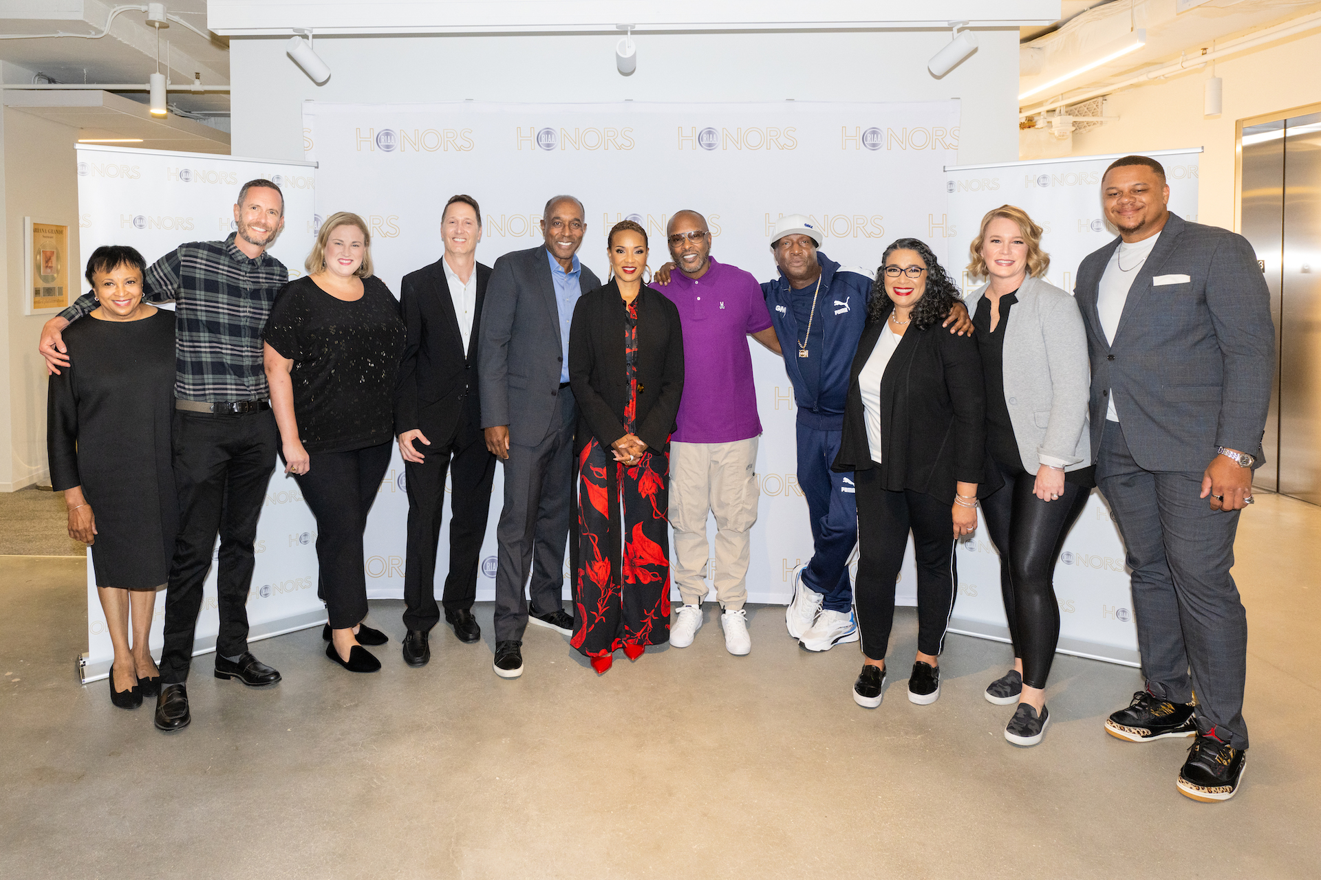 Library of Congress’ Dr. Carla Hayden, Stupid Fly’s Cheapshot, RIAA’s Jackie Jones, RIAA’s Mitch Glazier, Pioneers of Hip-Hop Jeff Harleston and MC Lyte, DJ Jazzy Jeff, Pioneer of Hip-Hop Grandmaster Flash, RIAA’s Michele Ballantyne and Morna Willens and Stupid Fly’s Craig Smith
