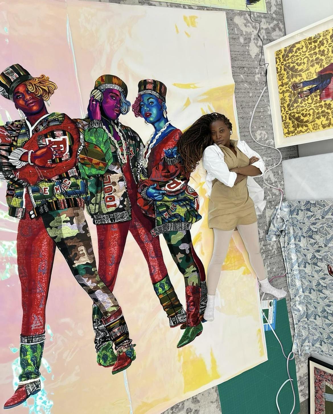 Bisa Butler with her Salt N Pepa quilt.