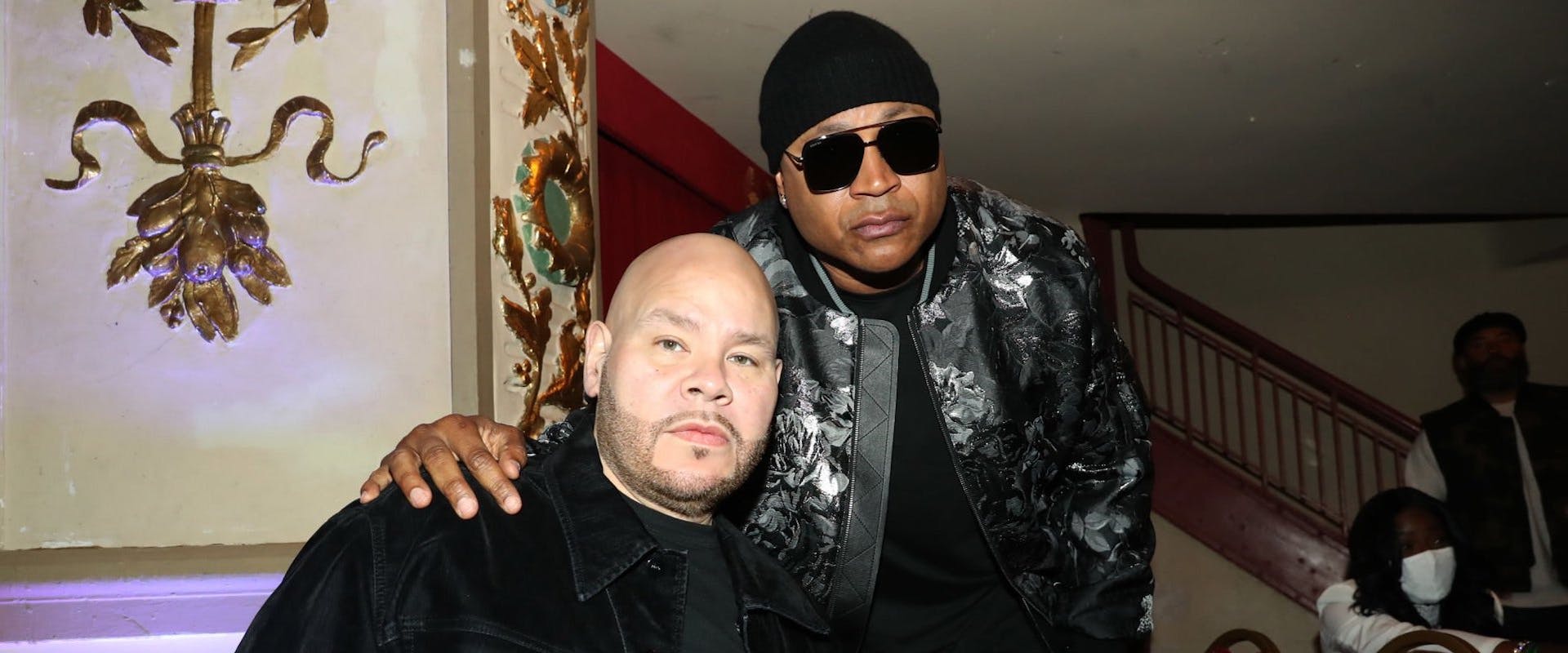 Fat Joe and LL Cool J attend the Memorial Service for DJ Kay Slay at The Apollo Theater on April 24, 2022 in New York City. (Photo by Johnny Nunez/Getty Images)
