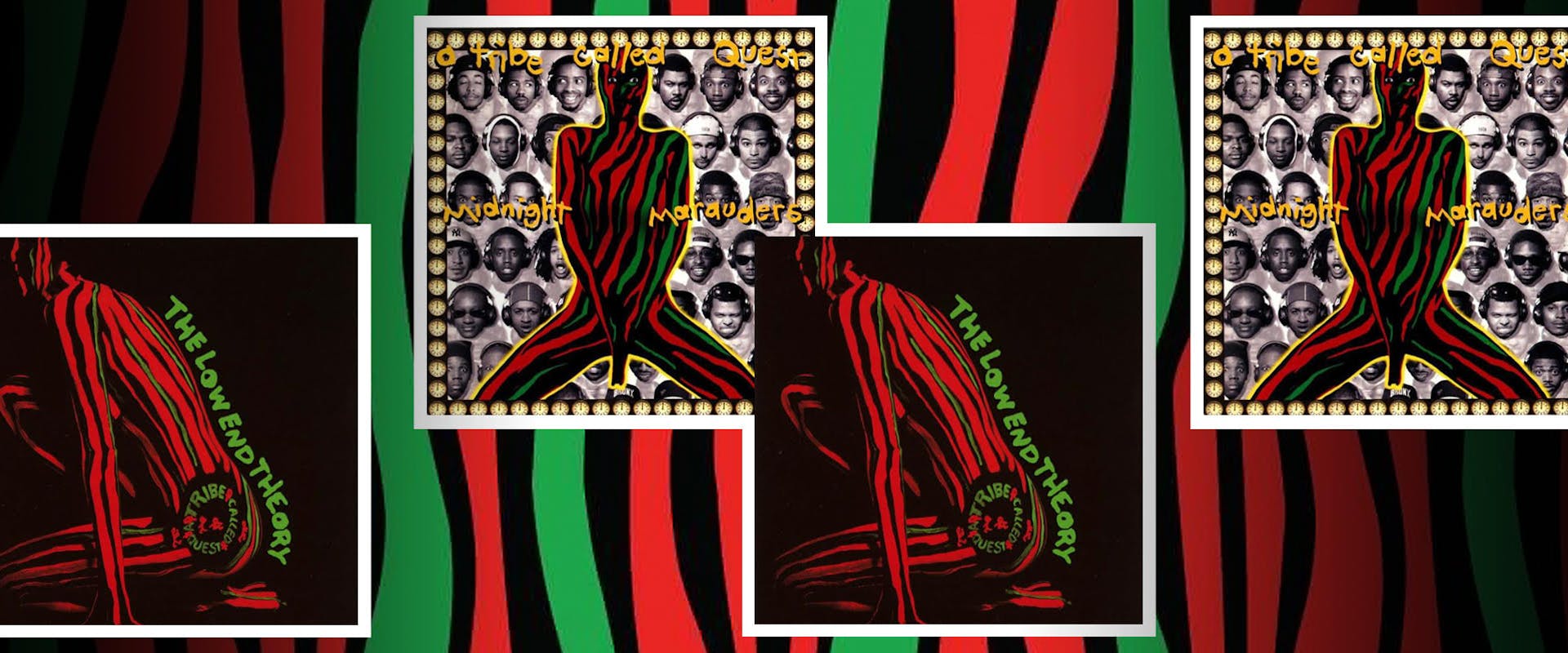 A collage of The Low End Theory and Midnight Marauders by A Tribe Called Quest.
