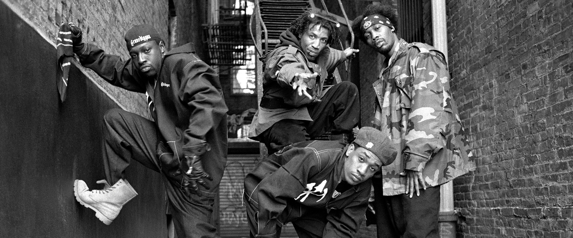he Gravediggaz in Tribeca, New York City on 14 May 1994. L-R: The Gatekeeper (Frukwan), The Grym Reaper (Poetic), The Undertaker (Prince Paul) and The Rzarector (RZA). (Photo by David Corio/Redferns)