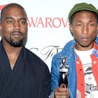 NEW YORK, NY - JUNE 01: Kanye West and Pharrell Williams pose backstage at the 2015 CFDA Fashion Awards at Alice Tully Hall at Lincoln Center on June 1, 2015 in New York City.