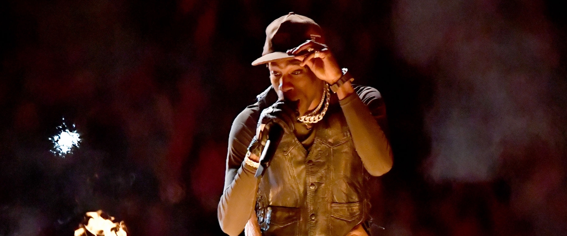 Travis Scott performs during the Pepsi Super Bowl LIII Halftime Show at Mercedes-Benz Stadium on February 3, 2019 in Atlanta, Georgia.