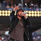 Eminem performs onstage during the Pepsi Super Bowl LVI Halftime Show at SoFi Stadium on February 13, 2022 in Inglewood, California. 