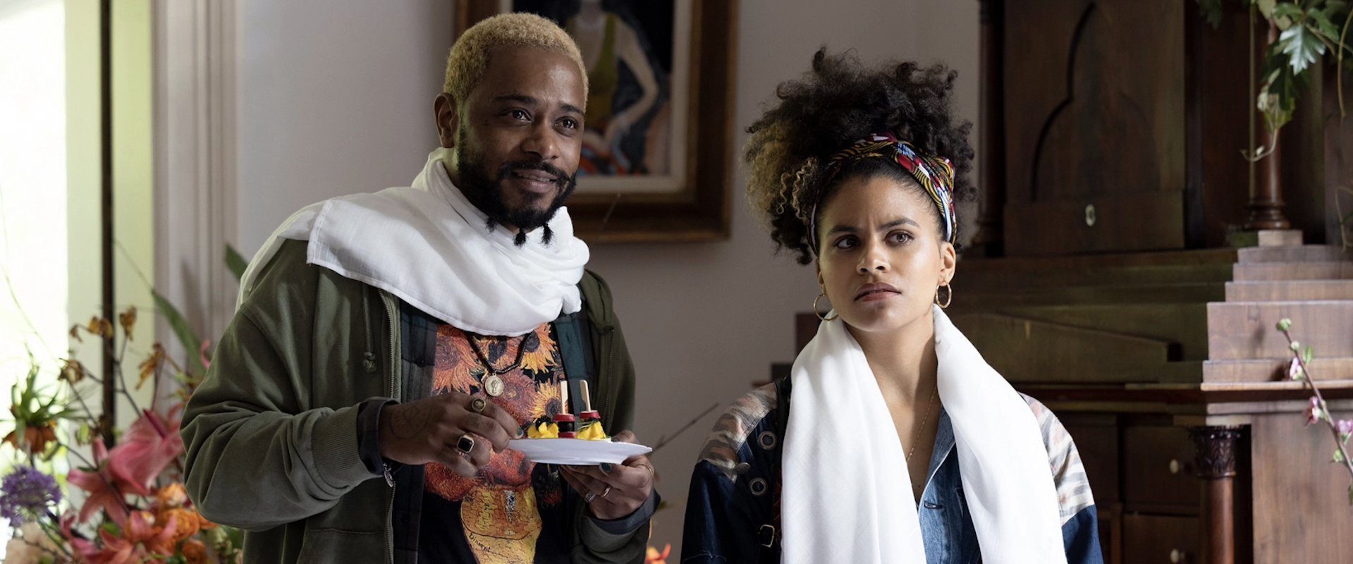 ATLANTA actors LAKEITH STANFIELD and ZAZIE BEETZ in Season 3, Episode 2