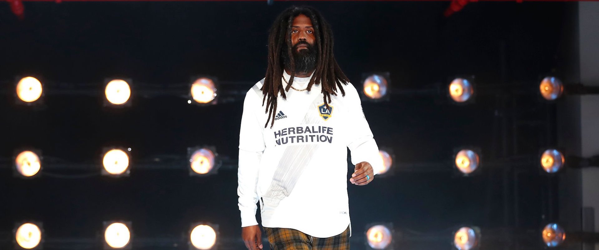 Murs walks the runway during the unveiling of the MLS/Adidas 2020 Club Jersey's at Penn Plaza Pavilion on February 05, 2020 in New York City. (Photo by Michael Owens/Getty Images)