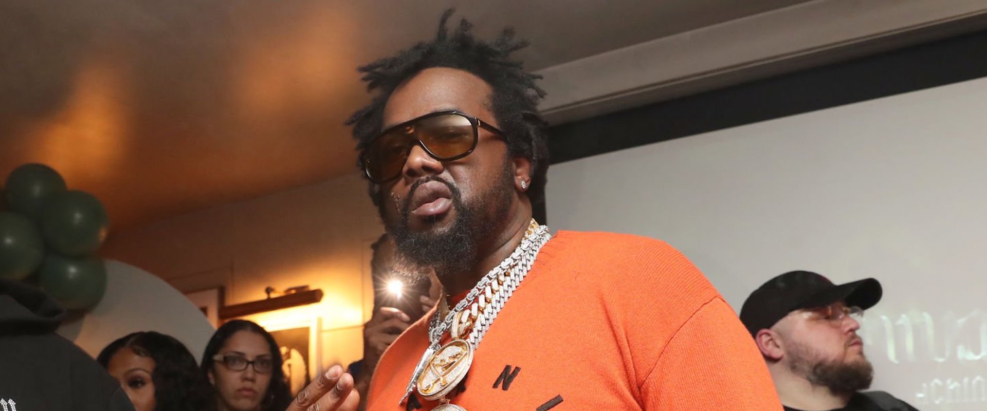 Conway the Machine attends Conway "God Don't Make Mistakes" Album Listening Party on February 16, 2022 in New York City.