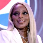 Mary J. Blige speaks during the Pepsi Super Bowl LVI Halftime Show Press Conference at Los Angeles Convention Center on February 10, 2022 in Los Angeles, California.