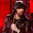 nductee Eminem performs on stage during the 37th Annual Rock & Roll Hall Of Fame Induction Ceremony at Microsoft Theater on November 05, 2022 in Los Angeles, California. 