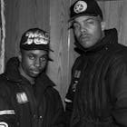 DJ Mad Mike and rapper Paris, pose for photos at the Final Call Bookstore in Chicago, Illinois in JANUARY 1991. 