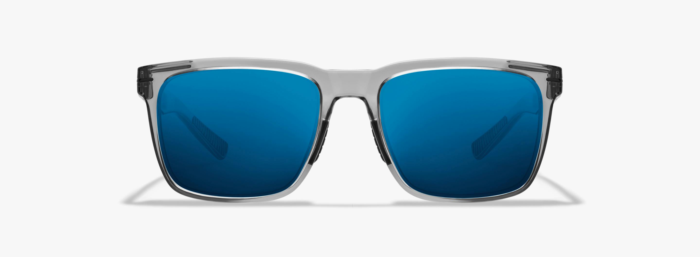 Grey framed Barton Sunglasses with Blue Mirrored Lenses