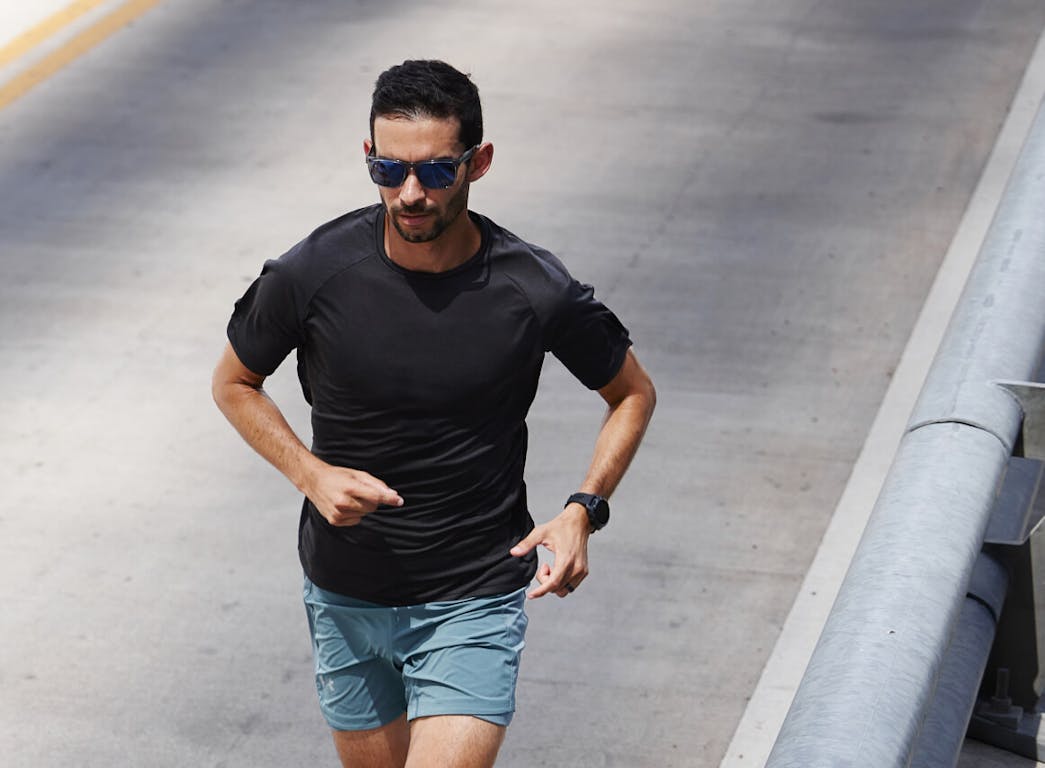 Runner wearing Barton sunglasses