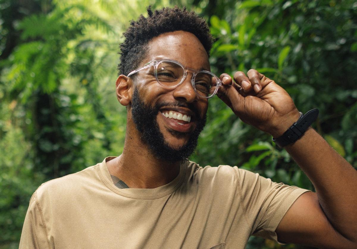 Man in Oslo Eyeglasses - Clear Frame smiling