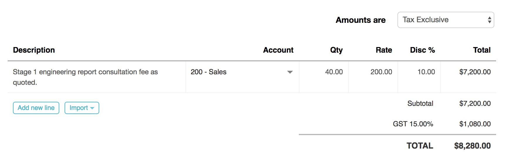 Adding a discount to an invoice in Roll