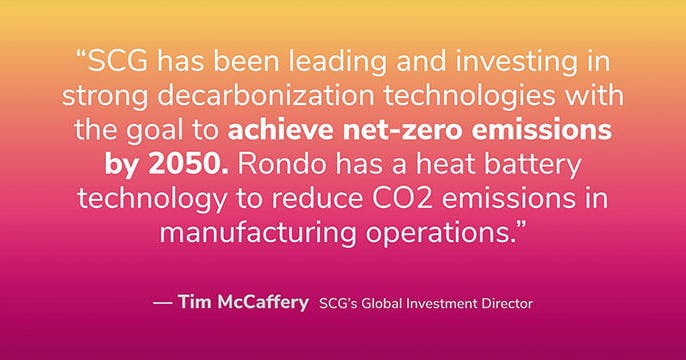 Rondo and SCG Announce Investment and Partnership to Bring Zero-Carbon Heat to New Industries