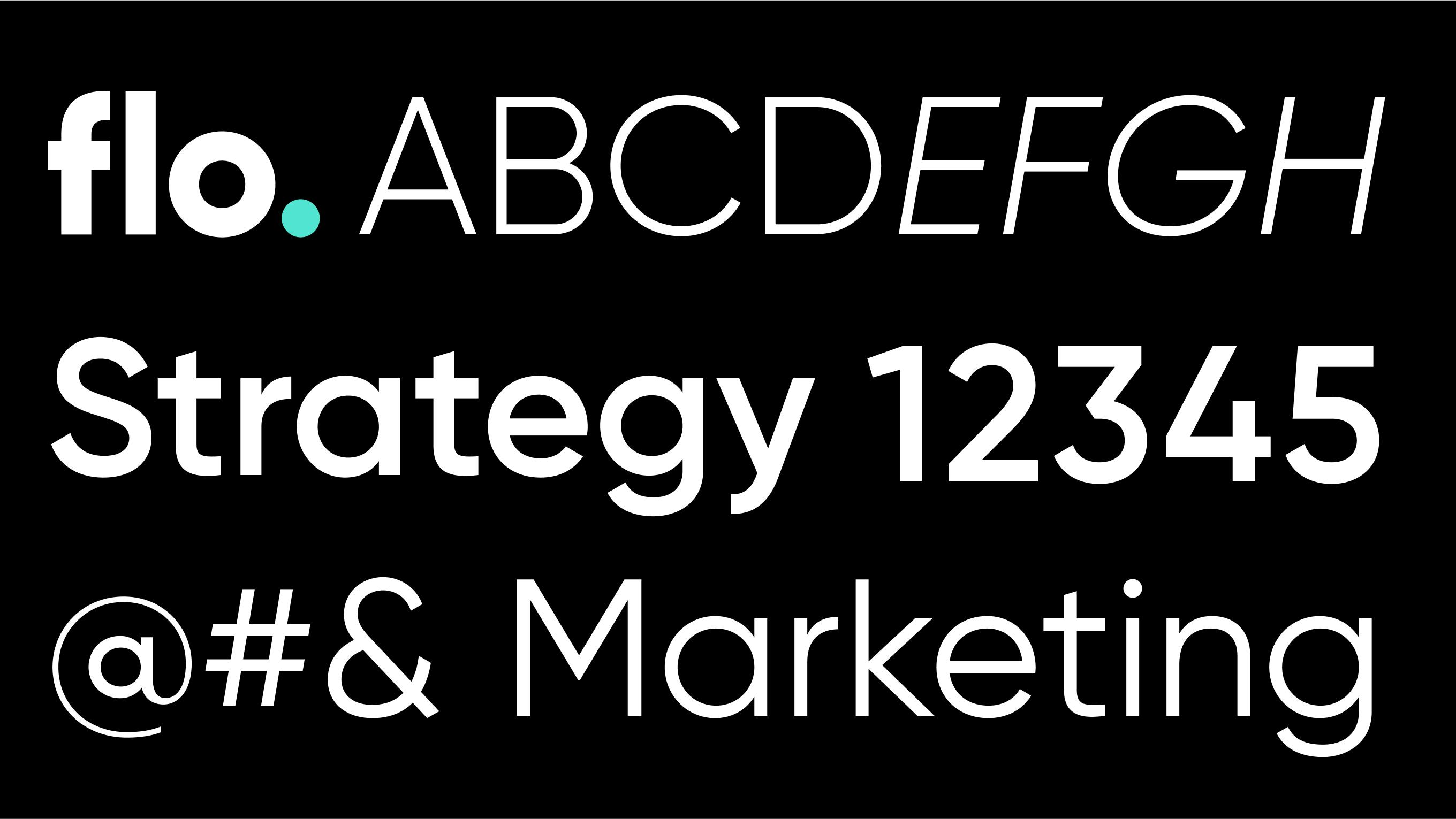 Type specimen of brand font