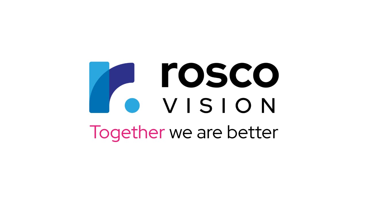 Rosco Vision logo with slogan 'Together we are better' on a white background.