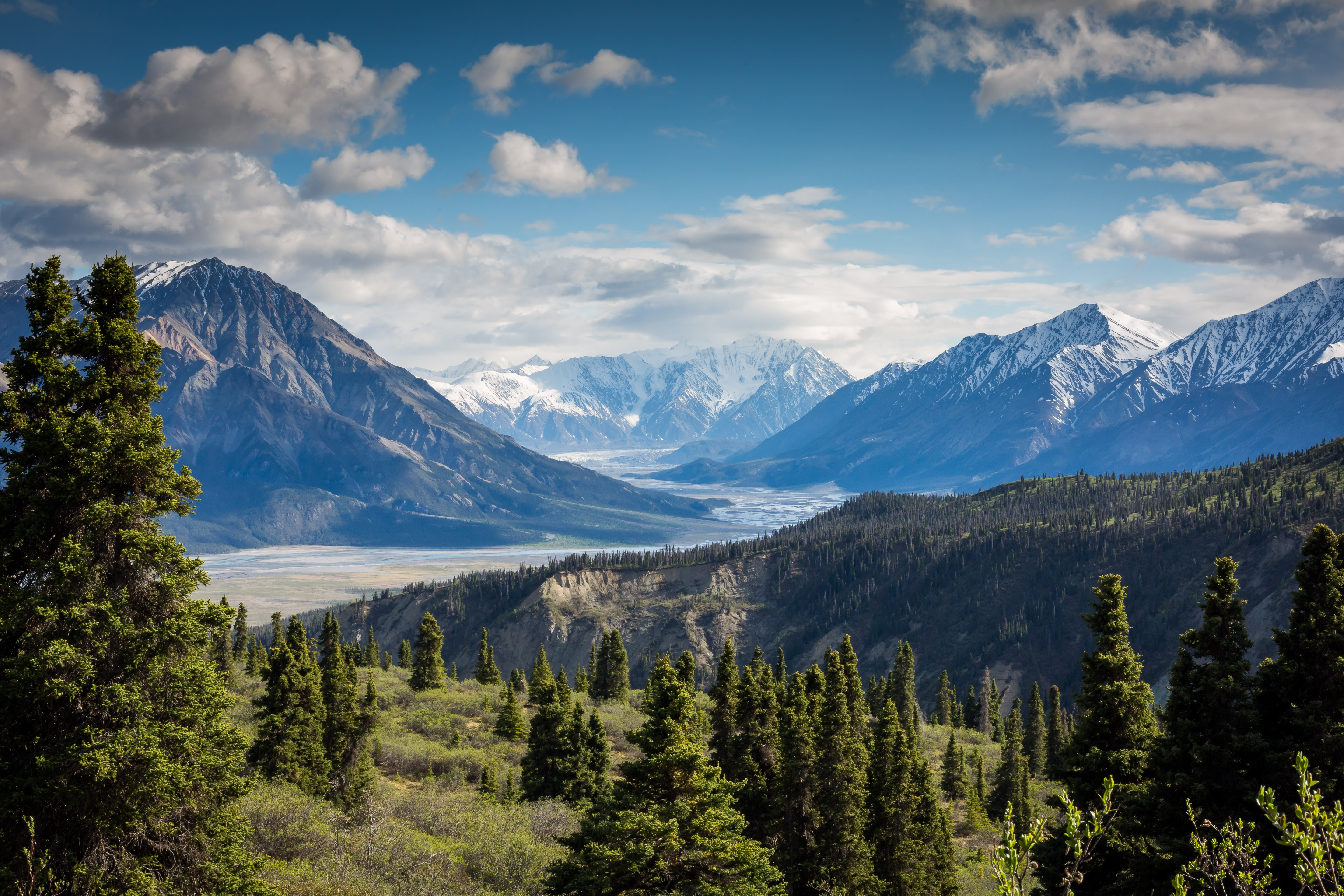Mountain valley on a clear blue day