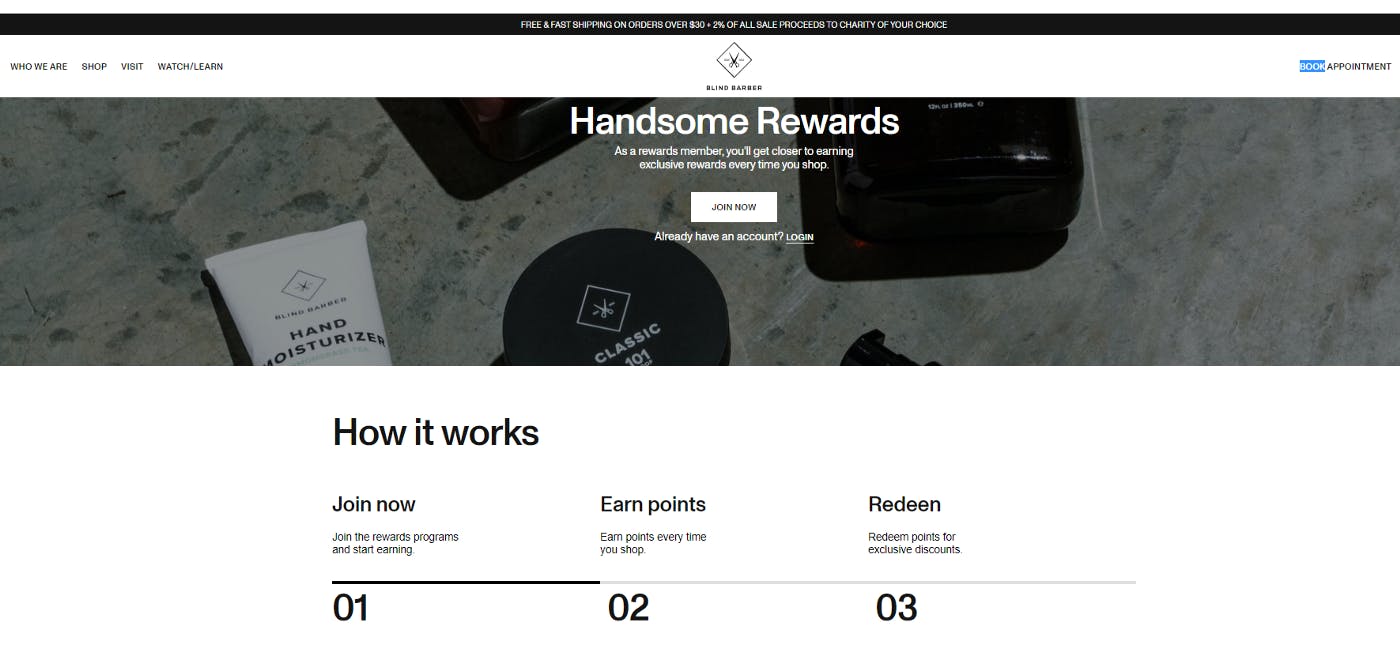 Customer loyalty program from the blind barber