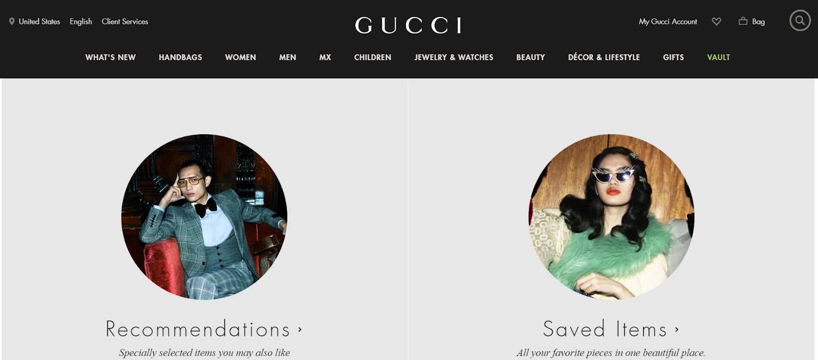 The Gucci membership signup page.