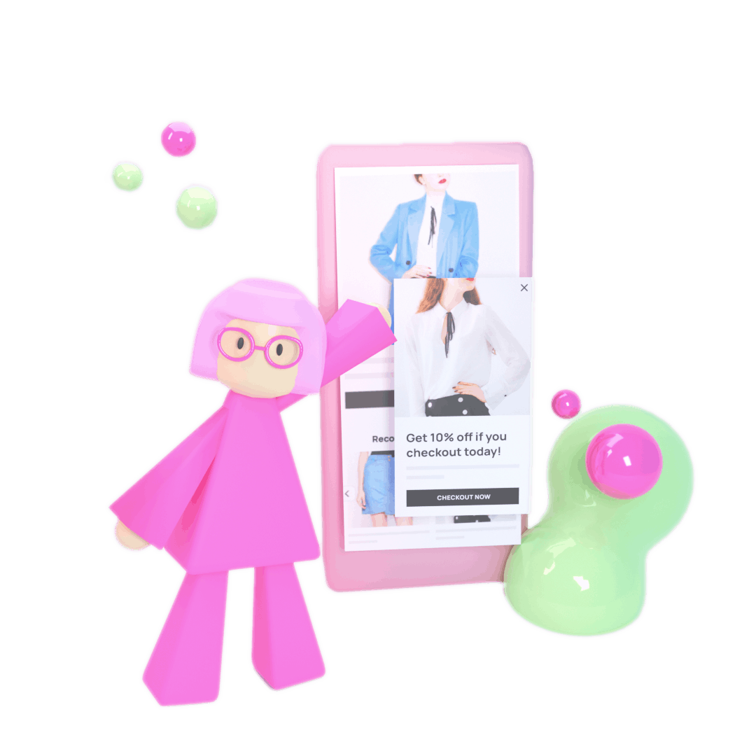 Rosetta AI 1-to-1 website personalization featuring Rosetta AI mascot Chibi Rosie. 