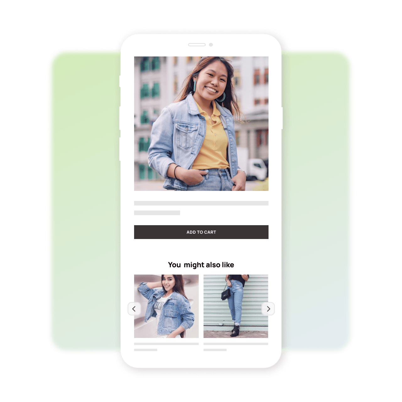 Rosetta AI personalized product recommenders feature with a smiling girl with her hands in her pockets