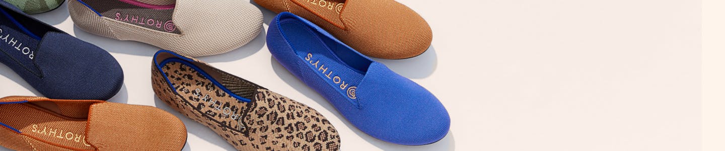 The Loafer in Maritime Navy, Olive Camo, Fawn, Cheetah, Linen Double Stitch, and Cornflower shown from the top view.