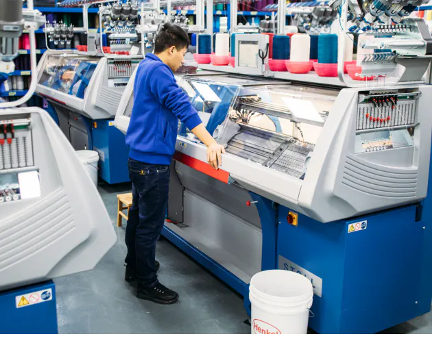 A photo of our shoes being made at our factory.