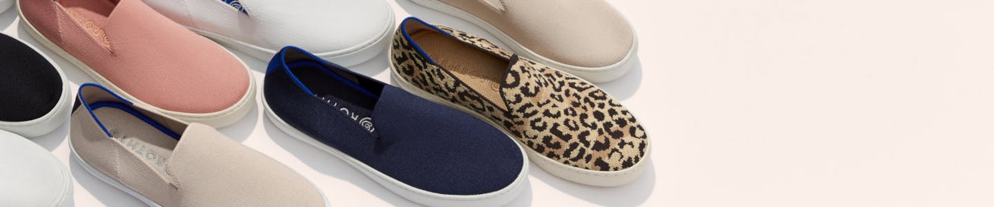 The Sneaker in Black Solid, Bright White, Coral, Deep Navy, Camo Cat, and Sand shown from the top view.