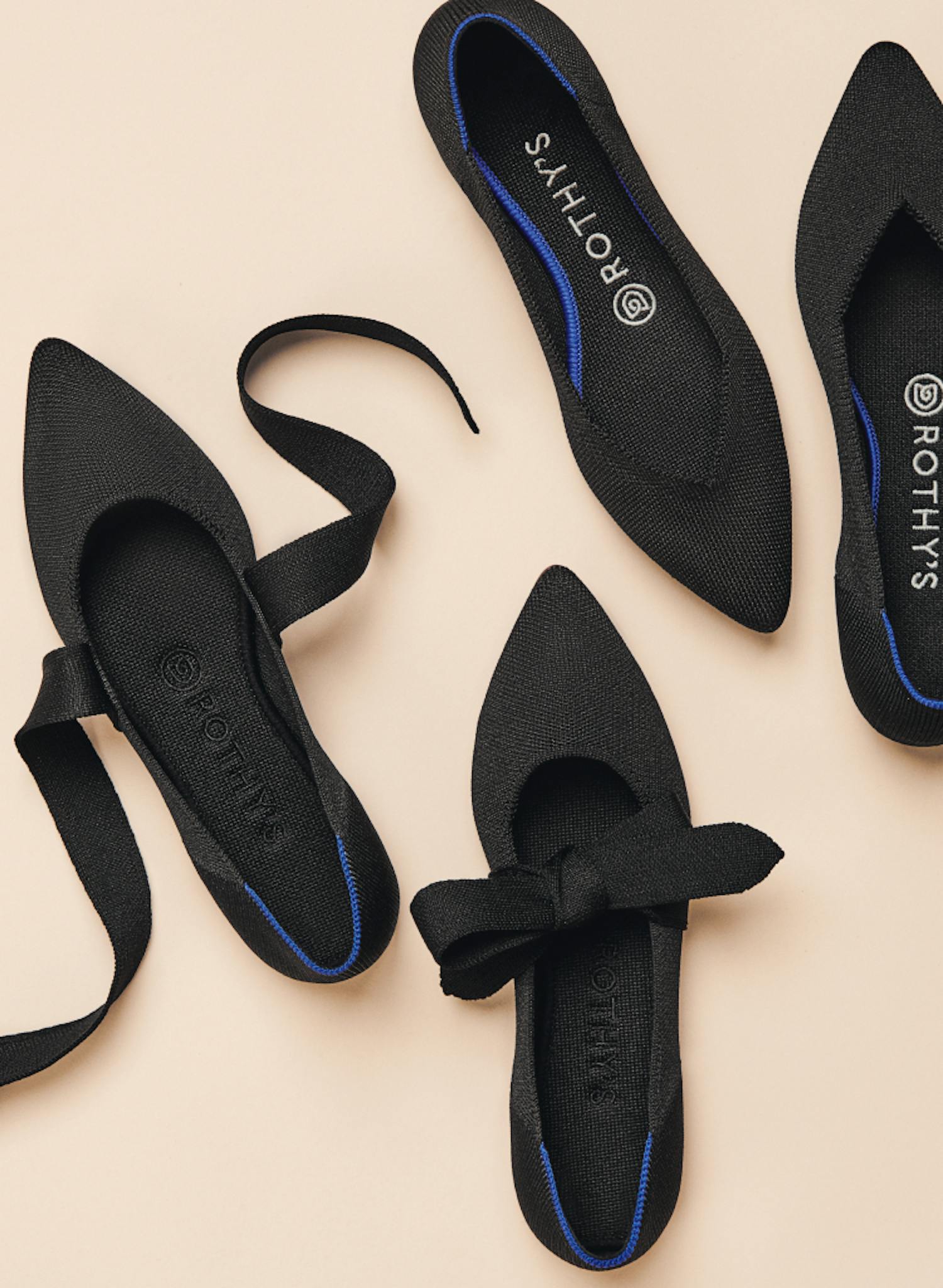 Assorted black styles shown from the top.