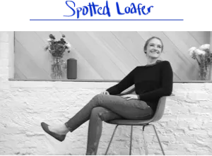 Black and white image of a member of the Rothy’s team. 