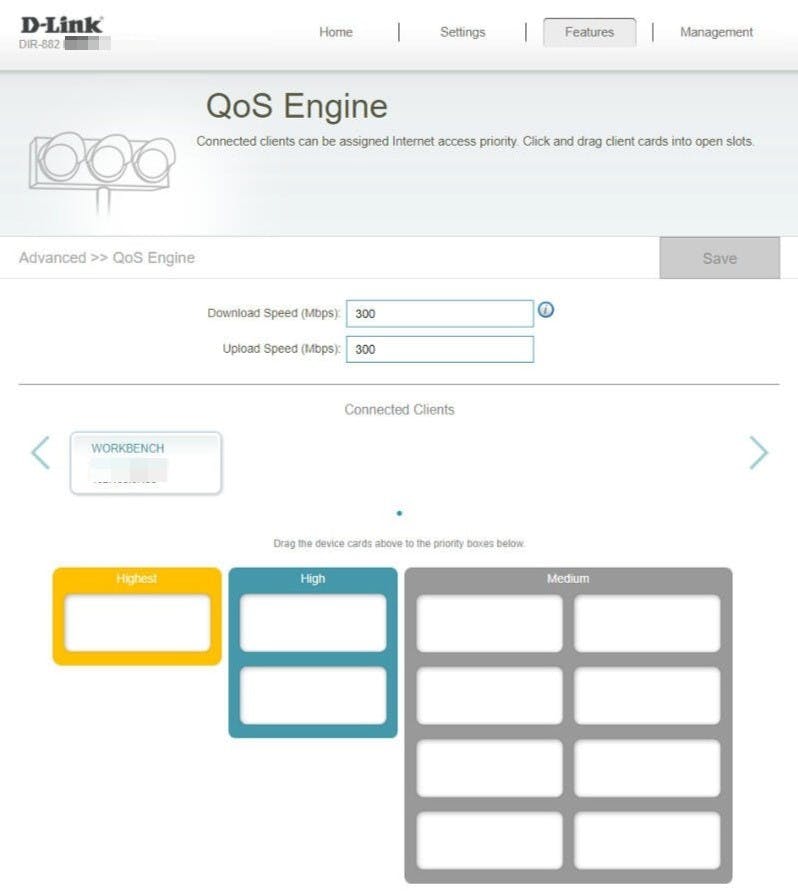 D-Link QoS web interface