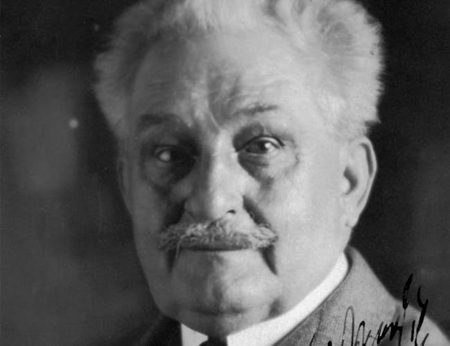 Black and white signed headshot of Leoš Janáček from 1926.