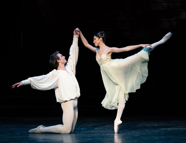 Dancers Matthew Ball and Yasmine Naghdi performing in Romeo and Juliet.
