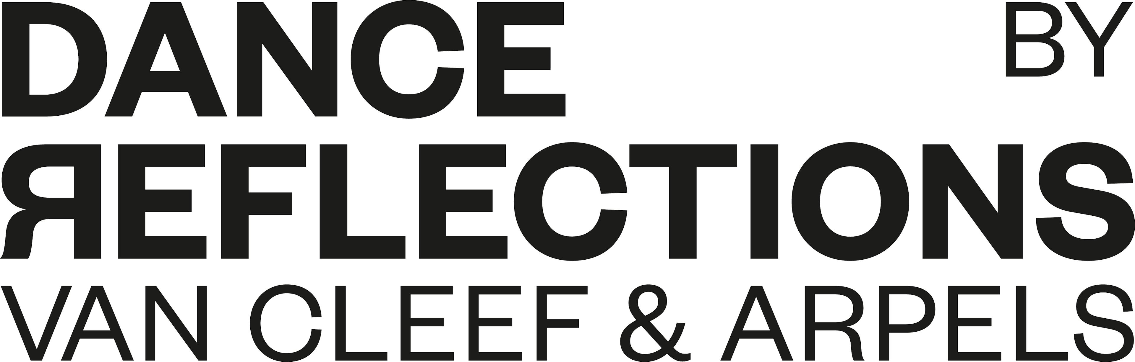 A black and white logo which reads: 'Dance Reflections by Van Cleef and Arpels'.