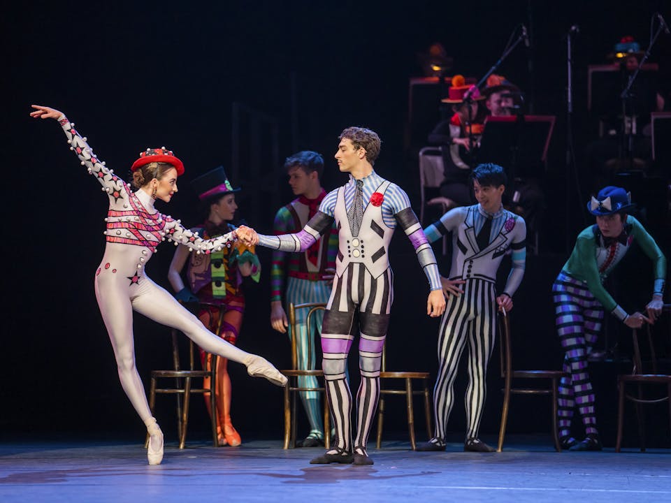 Upper School students in Elite Syncopations by Kenneth MacMillan in the 2021 Summer Performances at the Royal Opera House ©Tristram Kenton