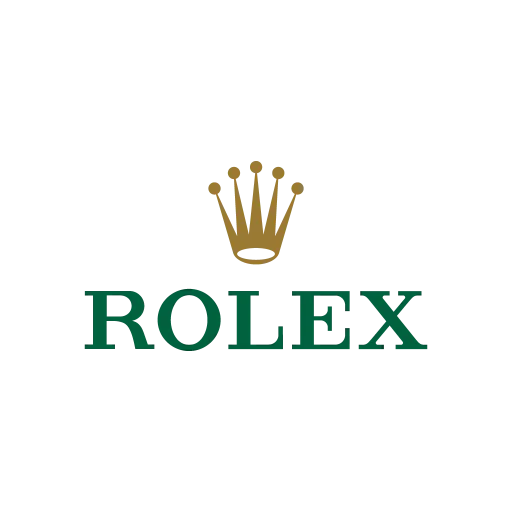 The words Rolex in green capital letters with a gold crown sitting above the words