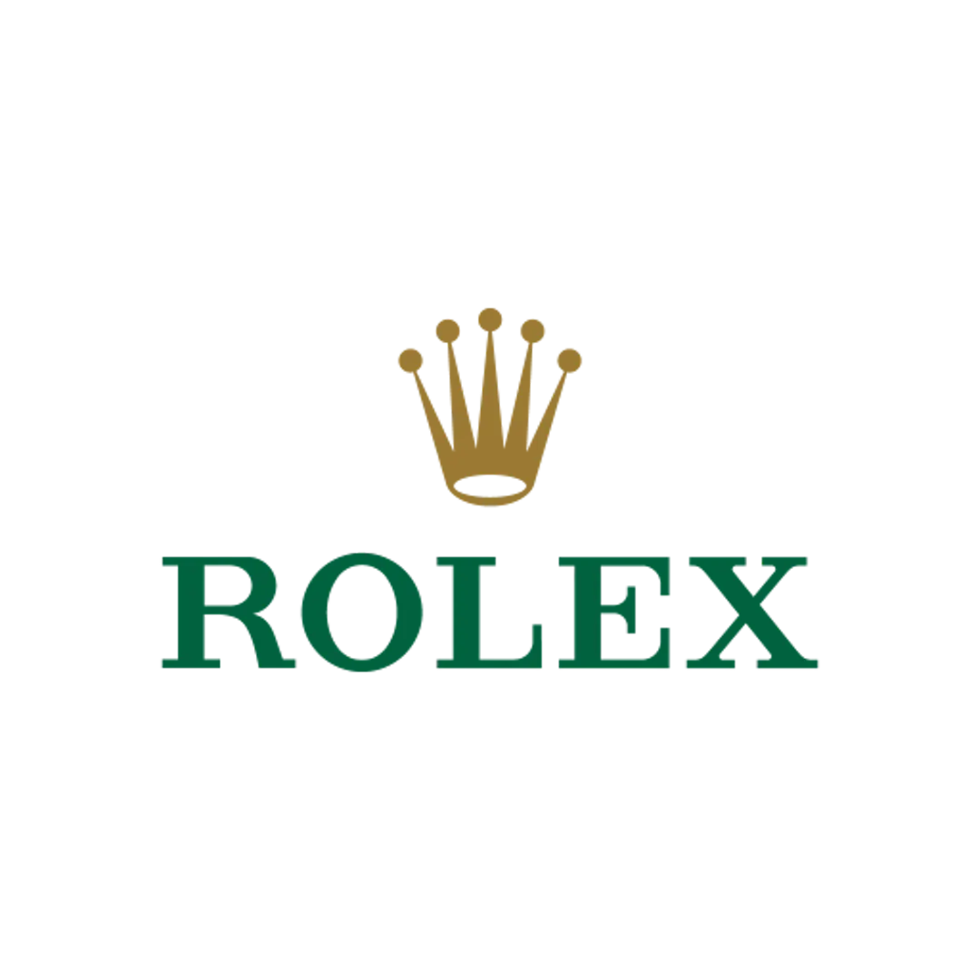 The words Rolex in green capital letters with a gold crown sitting above the words