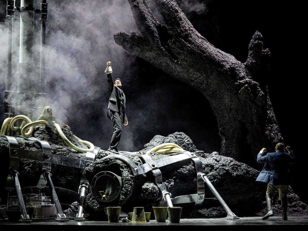 Sean Panikkar as Loge and Christopher Maltman as Wotan in Das Rheingold, The Royal Opera