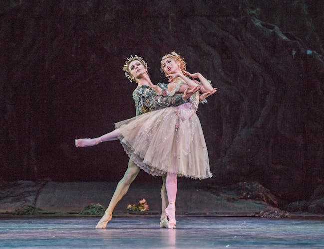 Male and female fairies in an embrace