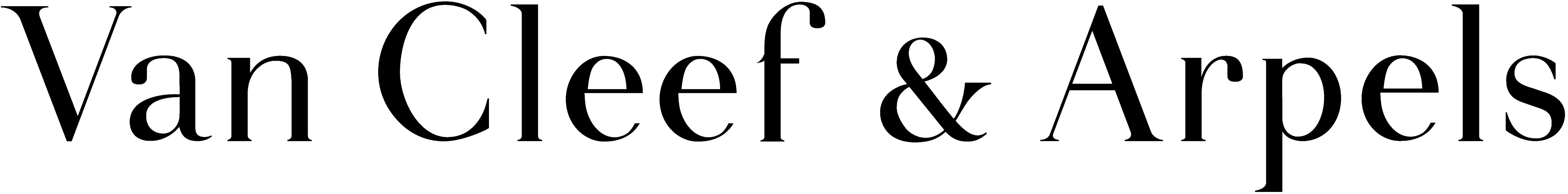 The logo for brand Van Cleef and Arpels which is their name with an ampersand in place of and